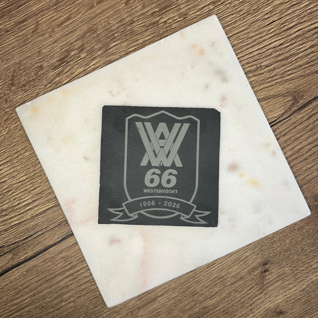 Leisteen tegel 10 × 10 cm met logo