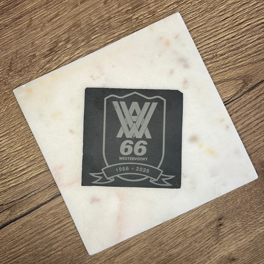 Leisteen tegel 10 × 10 cm met logo
