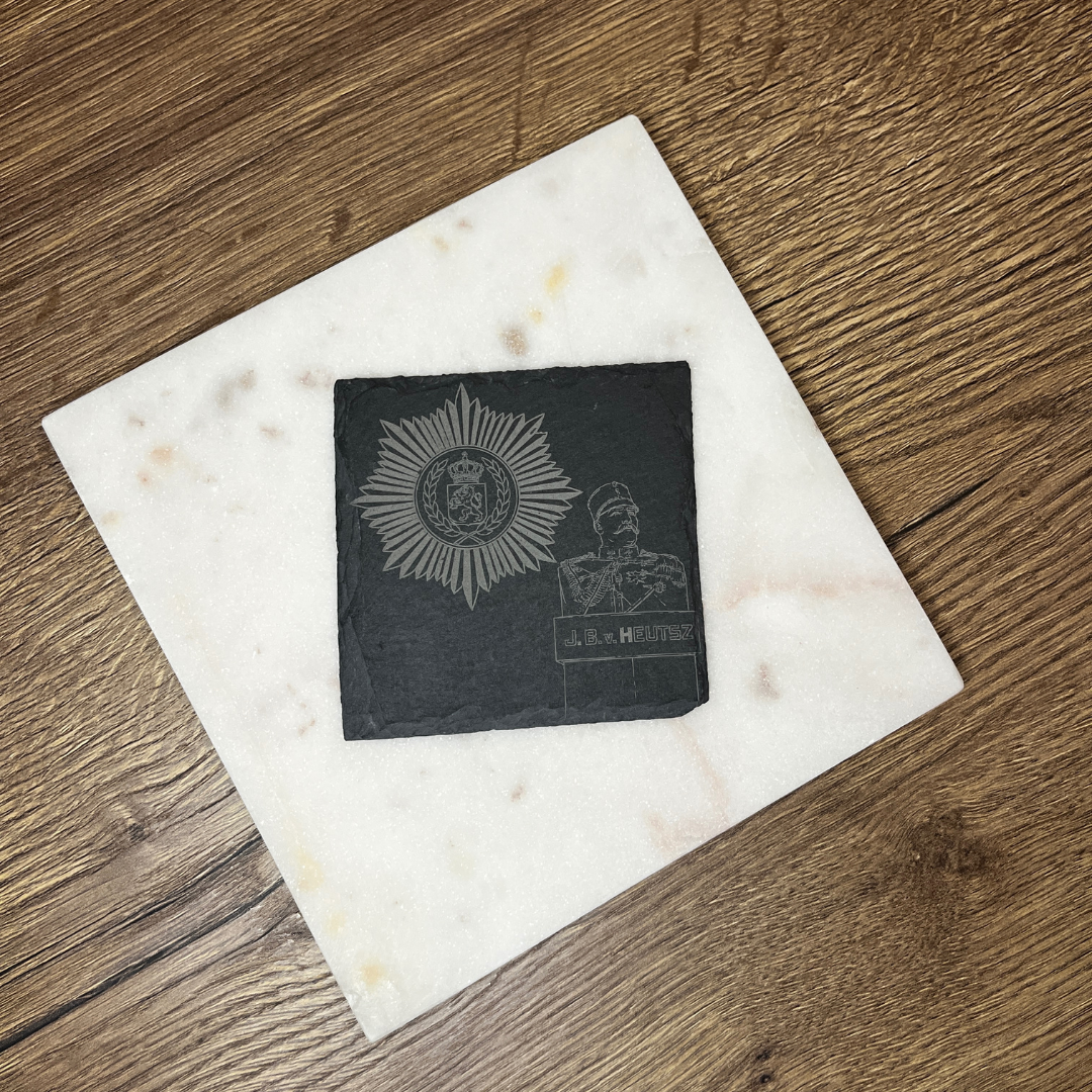 Eenheidstegel defensie met gravering – leisteen 10 × 10 cm
