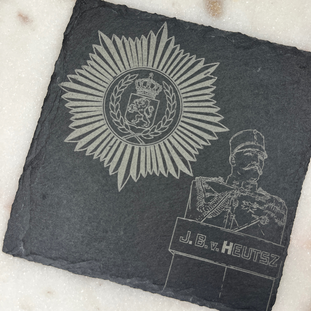 Eenheidstegel defensie met gravering – leisteen 10 × 10 cm