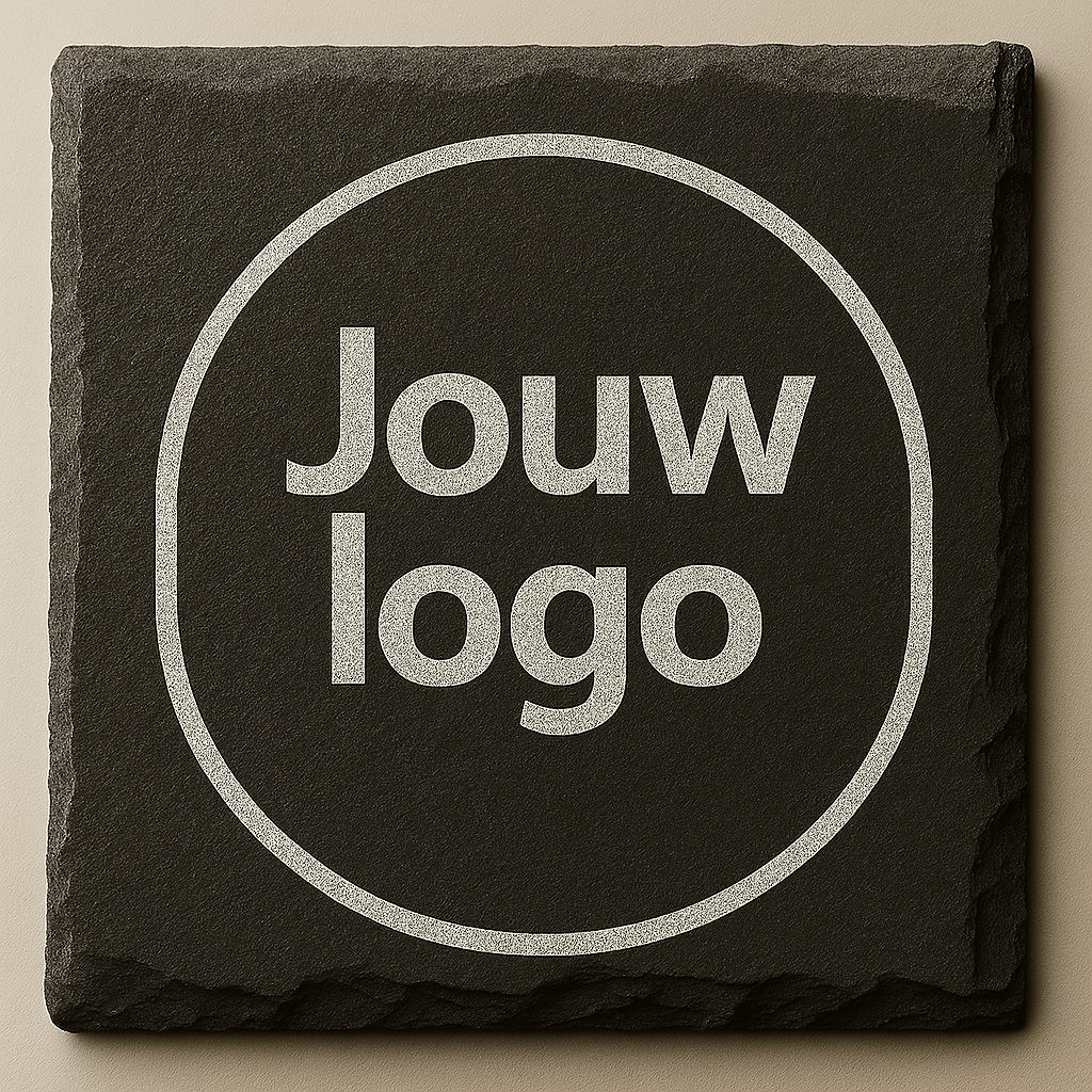 Leisteen tegel 10 × 10 cm met logo